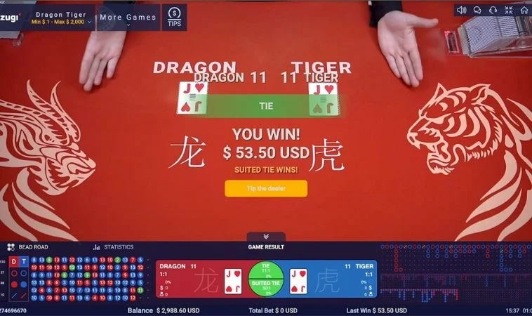 Các cửa cược trong game Dragon Tiger tại Bet88